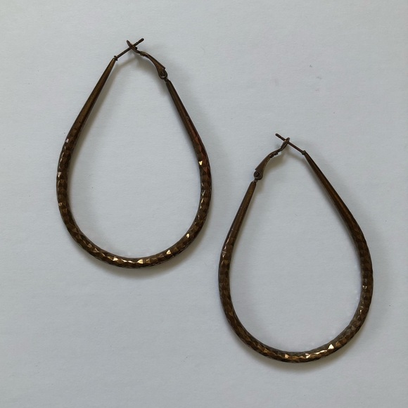 Extra Large Hammered Bronze Hoops - Picture 3 of 5